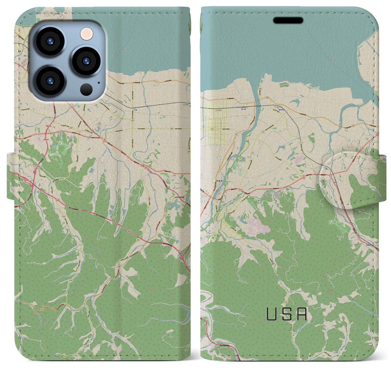 【宇佐(大分県)】地図柄iPhoneケース(手帳タイプ)