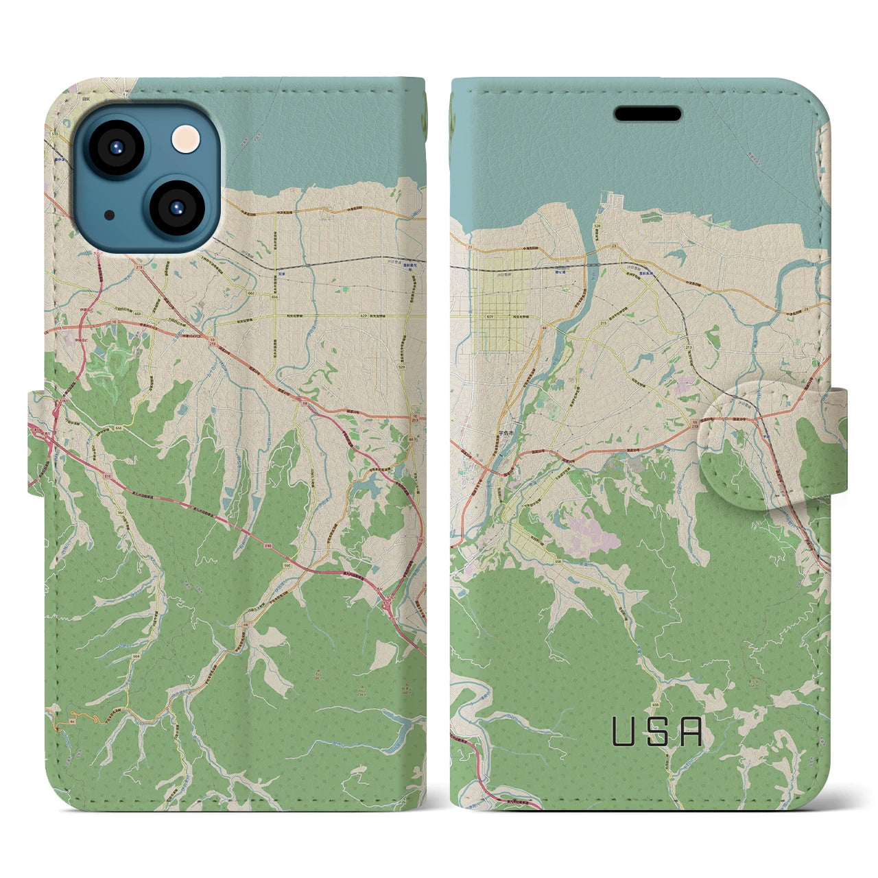 【宇佐(大分県)】地図柄iPhoneケース(手帳タイプ)