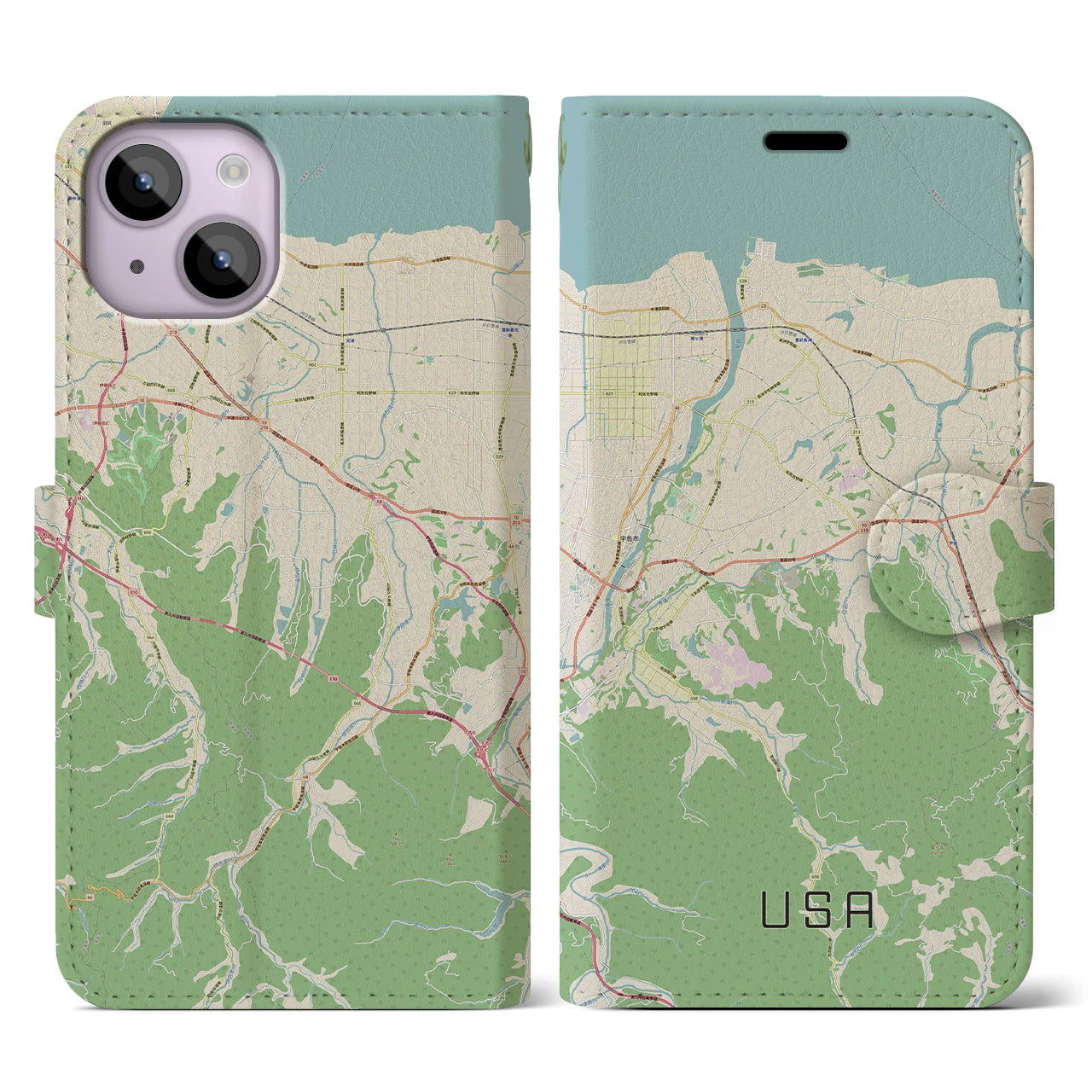【宇佐(大分県)】地図柄iPhoneケース(手帳タイプ)