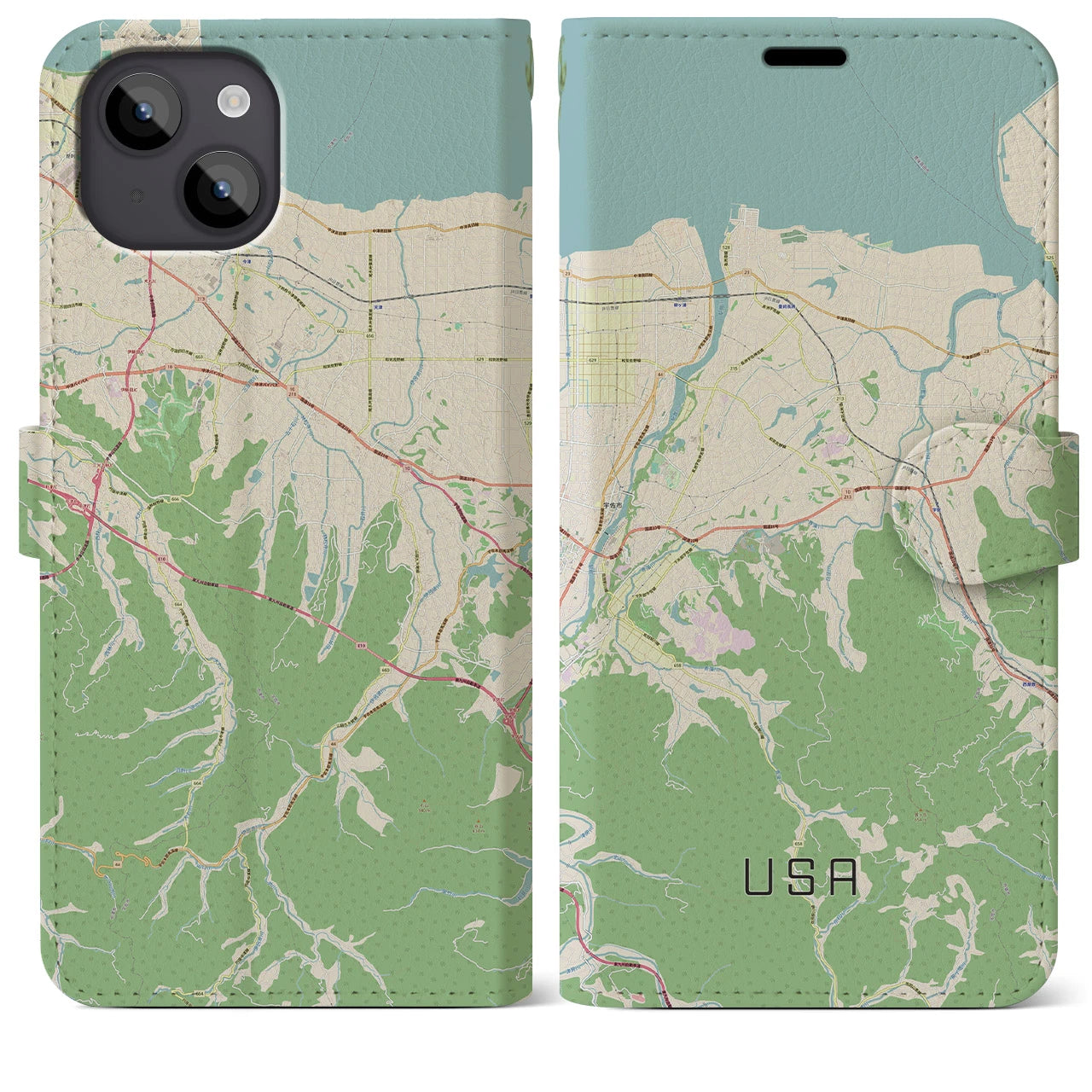 【宇佐(大分県)】地図柄iPhoneケース(手帳タイプ)