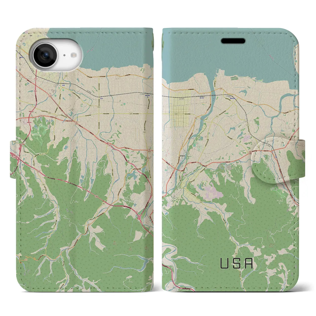 【宇佐(大分県)】地図柄iPhoneケース(手帳タイプ)