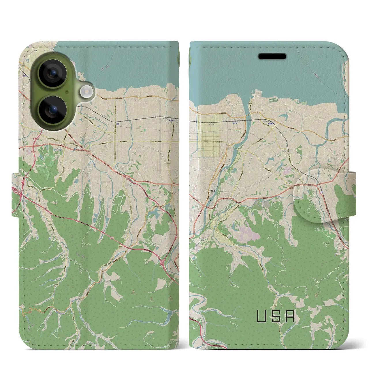 【宇佐(大分県)】地図柄iPhoneケース(手帳タイプ)