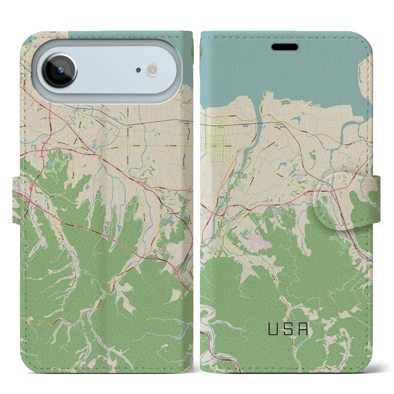 【宇佐(大分県)】地図柄iPhoneケース(手帳タイプ)