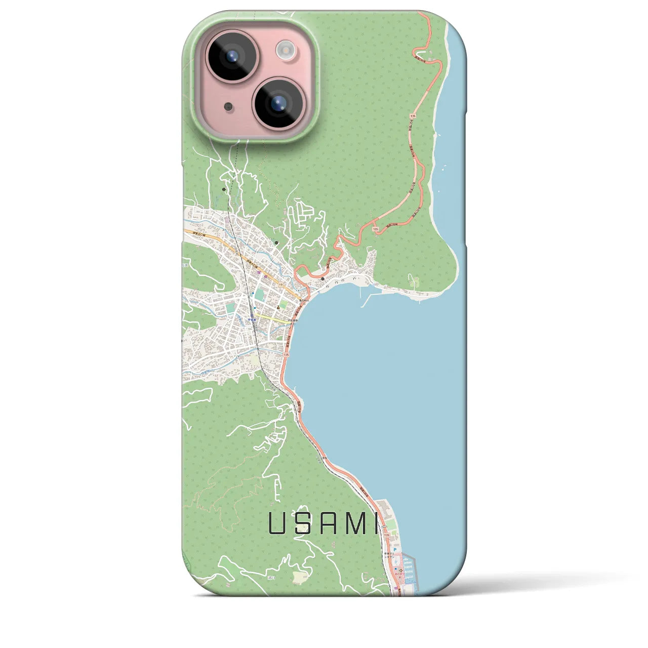 【宇佐美(静岡県)】地図柄iPhoneケース(バックカバータイプ)