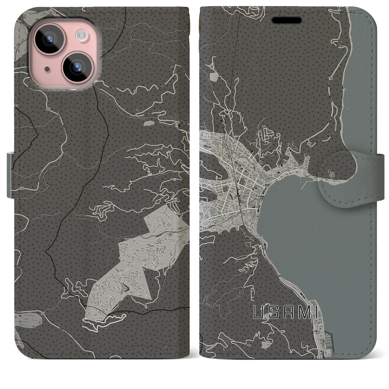 【宇佐美(静岡県)】地図柄iPhoneケース(手帳タイプ)