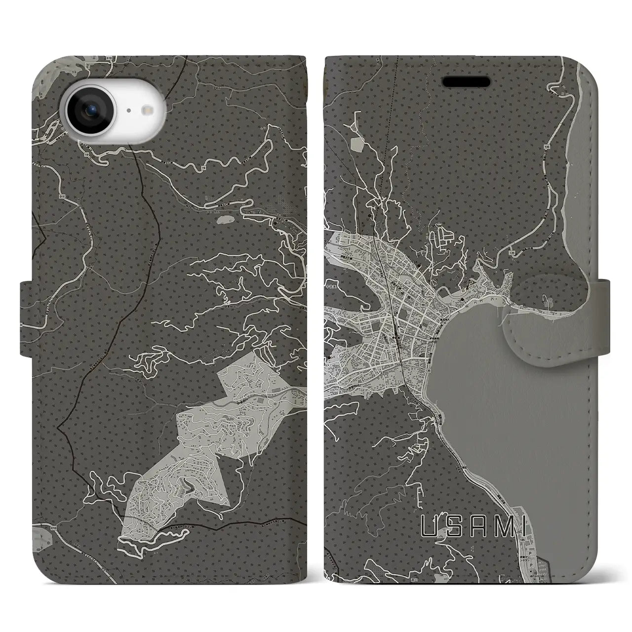 【宇佐美(静岡県)】地図柄iPhoneケース(手帳タイプ)