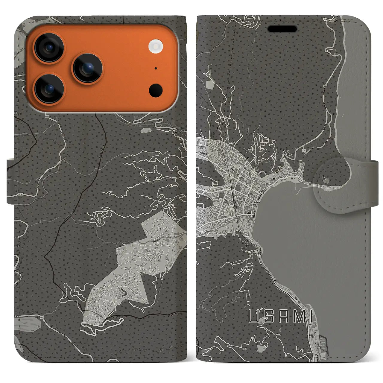 【宇佐美(静岡県)】地図柄iPhoneケース(手帳タイプ)