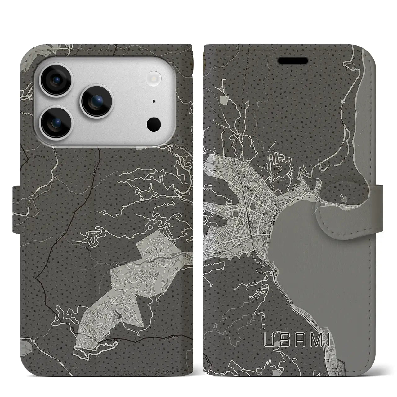 【宇佐美(静岡県)】地図柄iPhoneケース(手帳タイプ)