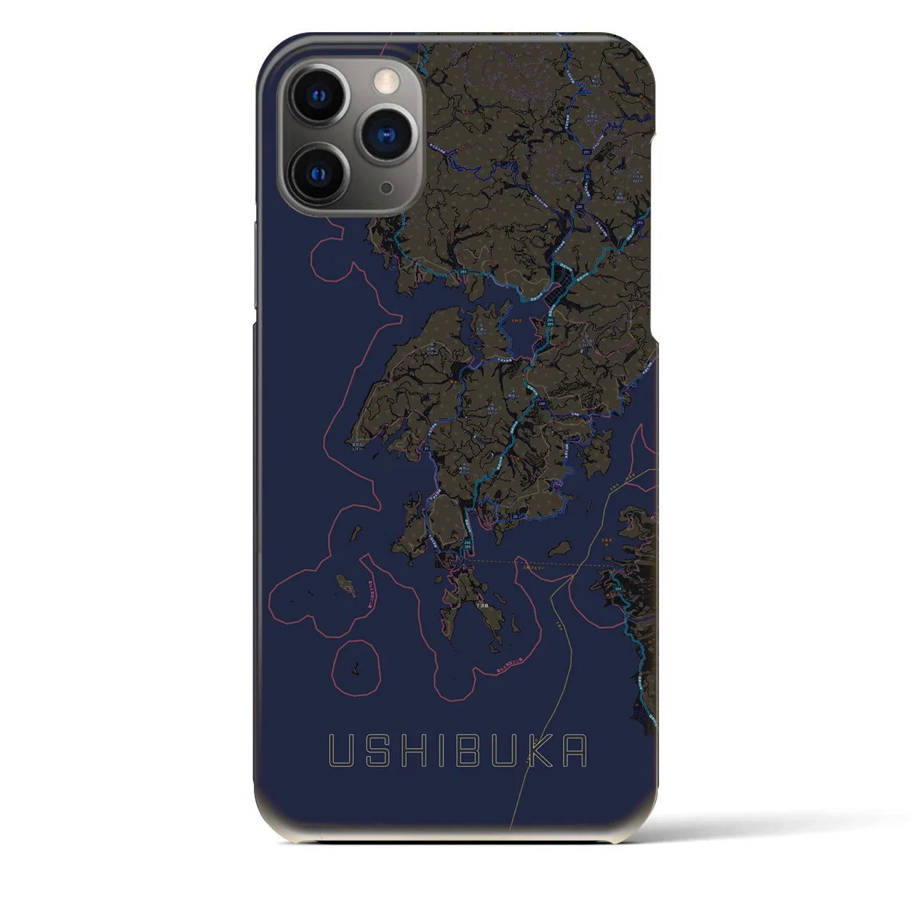 【牛深(熊本県)】地図柄iPhoneケース(バックカバータイプ)