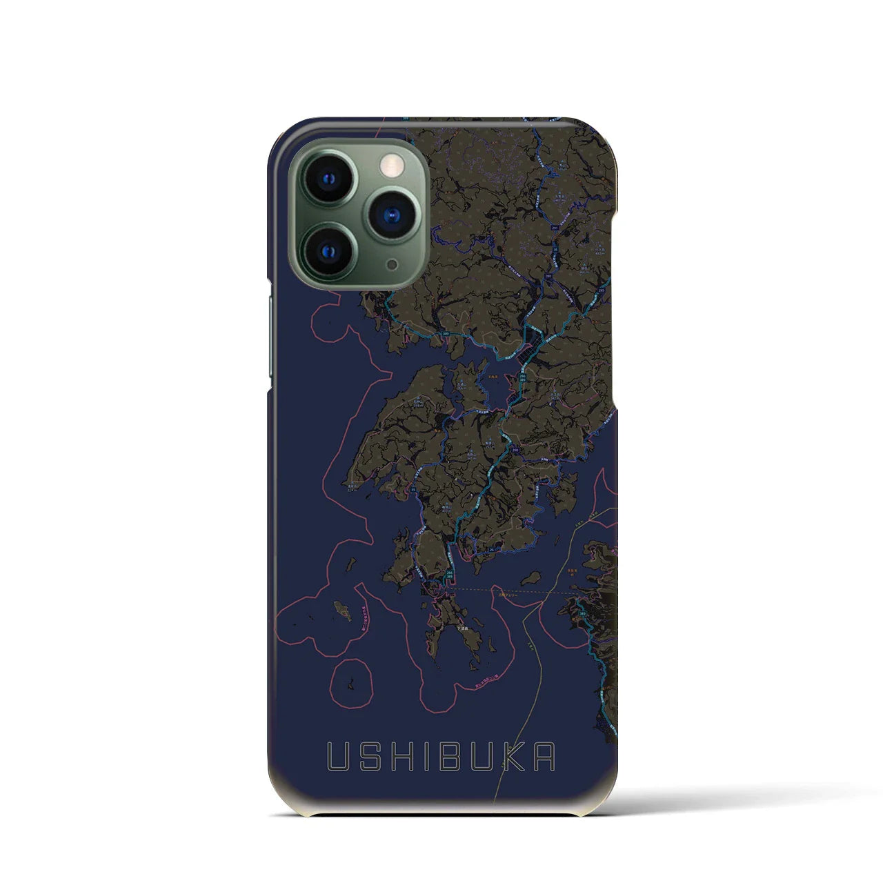 【牛深(熊本県)】地図柄iPhoneケース(バックカバータイプ)