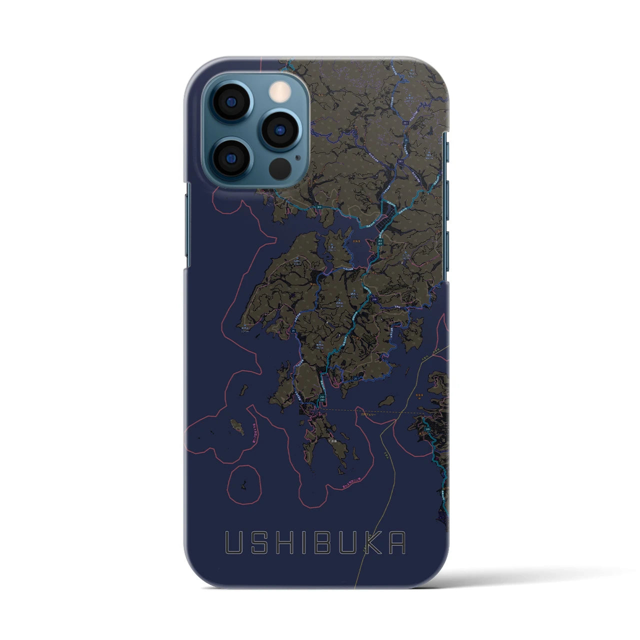 【牛深(熊本県)】地図柄iPhoneケース(バックカバータイプ)