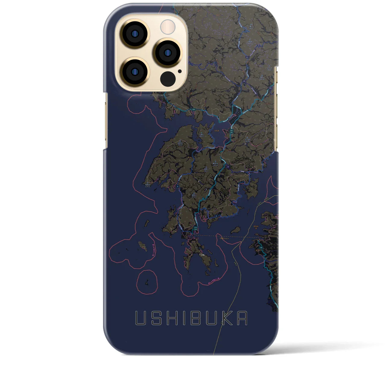 【牛深(熊本県)】地図柄iPhoneケース(バックカバータイプ)