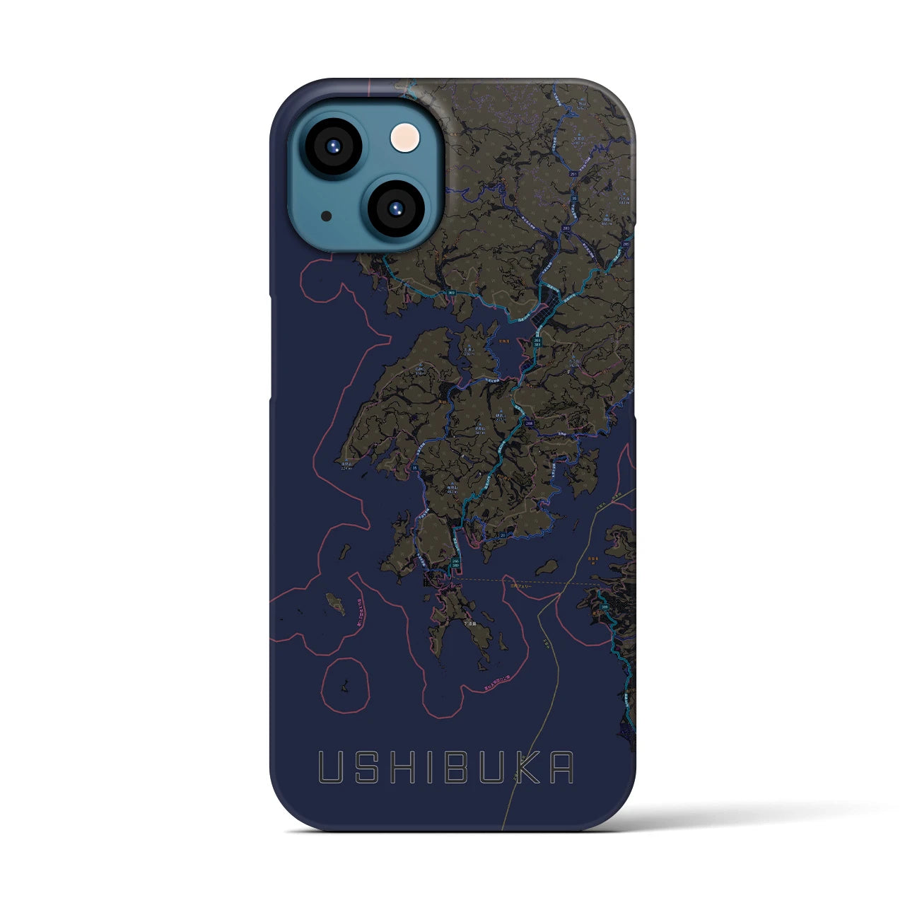 【牛深(熊本県)】地図柄iPhoneケース(バックカバータイプ)