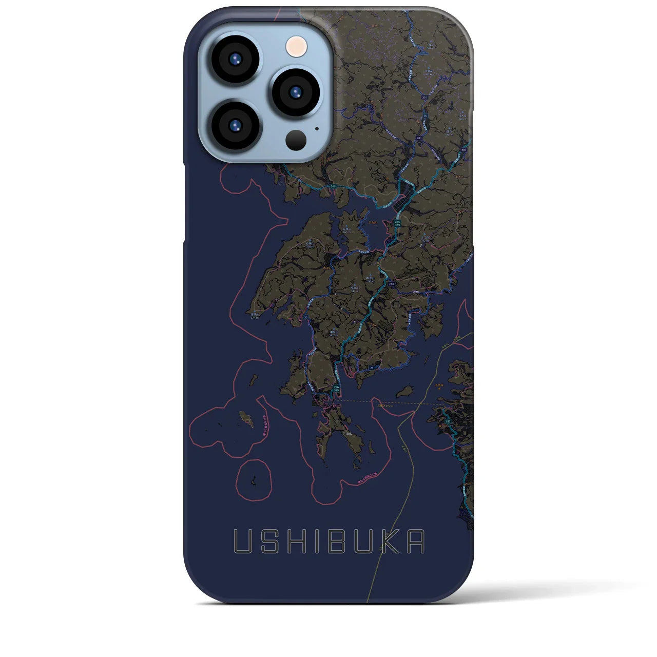 【牛深(熊本県)】地図柄iPhoneケース(バックカバータイプ)