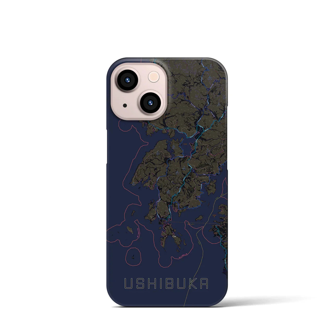 【牛深(熊本県)】地図柄iPhoneケース(バックカバータイプ)