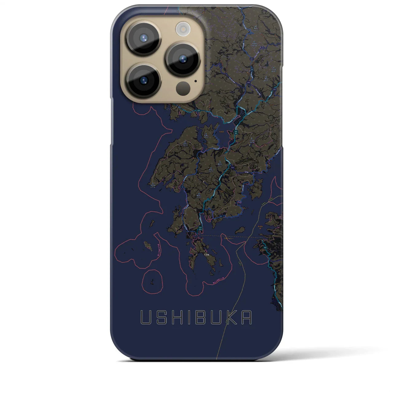 【牛深(熊本県)】地図柄iPhoneケース(バックカバータイプ)