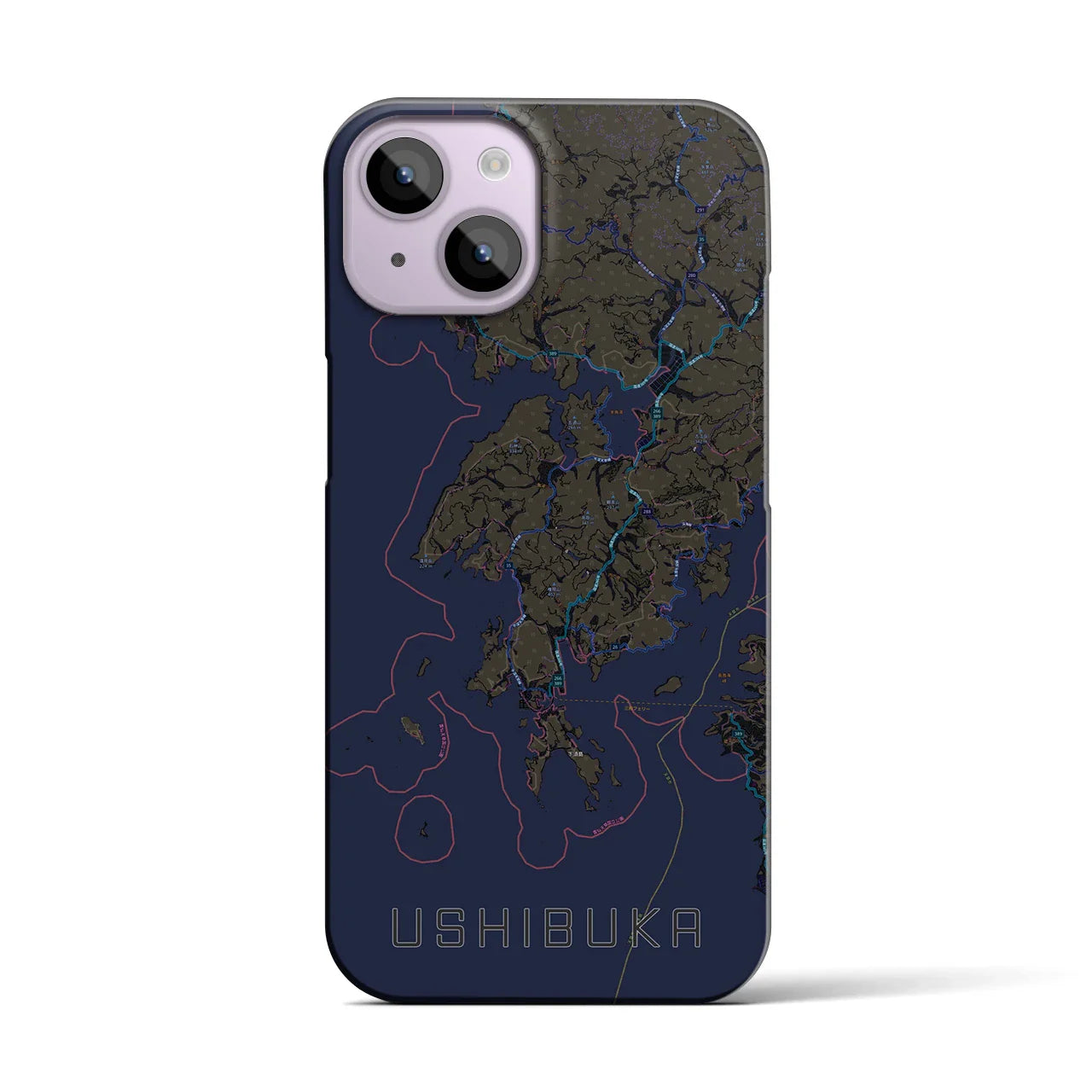 【牛深(熊本県)】地図柄iPhoneケース(バックカバータイプ)