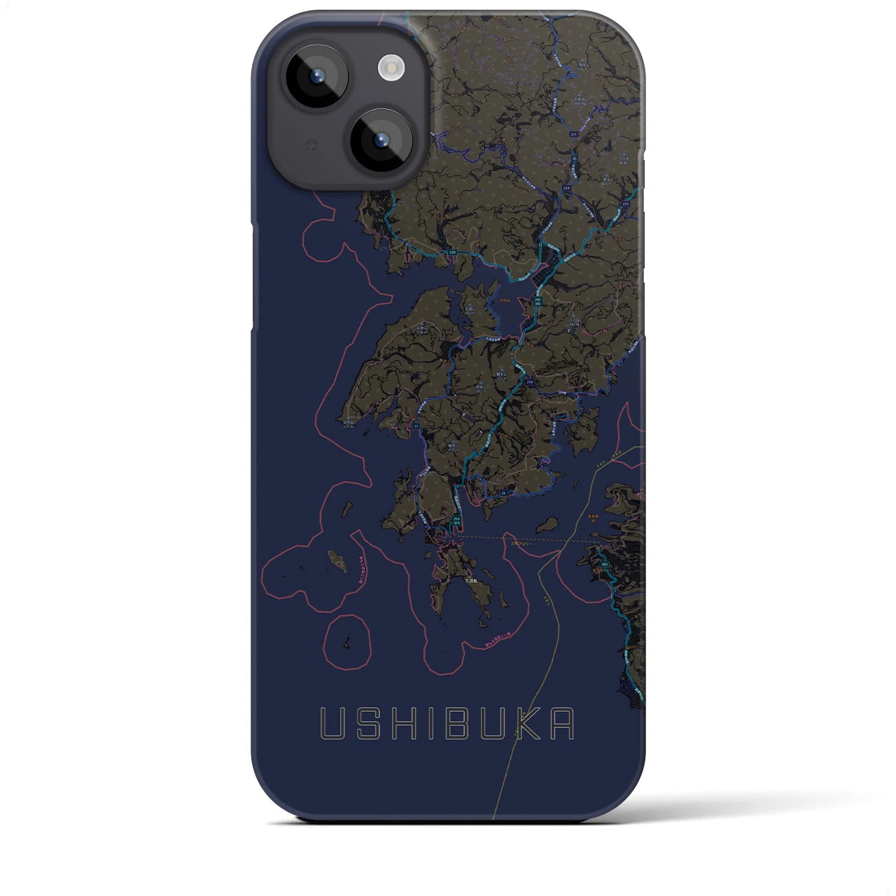 【牛深(熊本県)】地図柄iPhoneケース(バックカバータイプ)