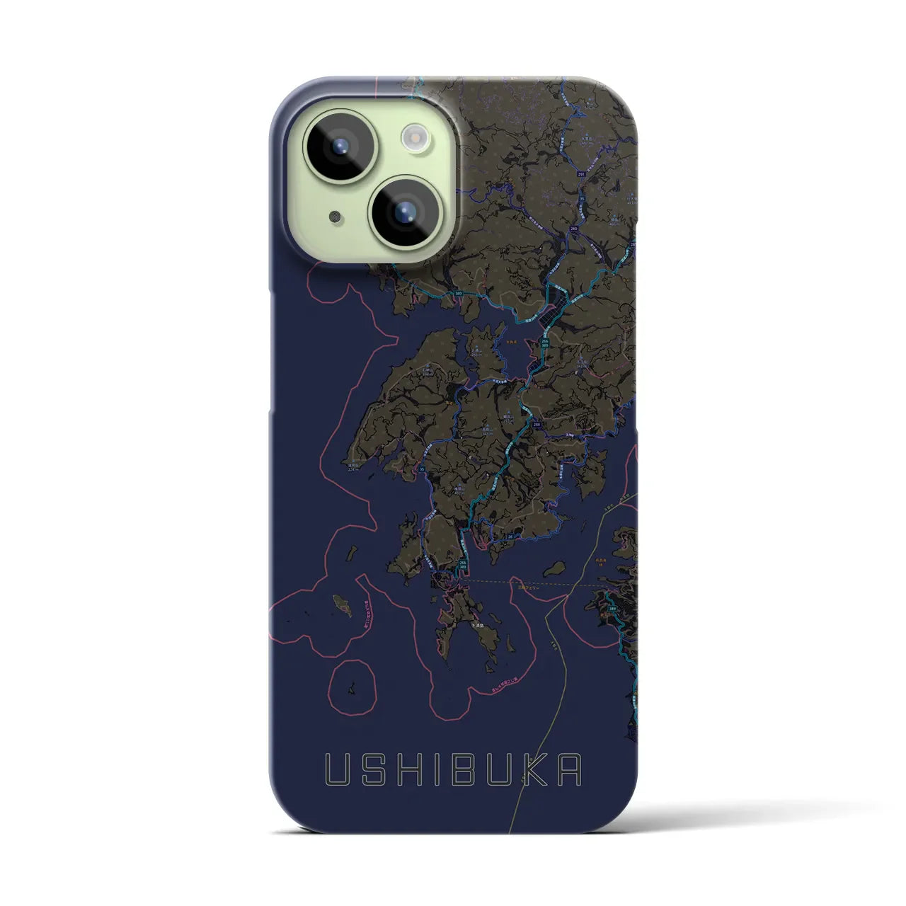 【牛深(熊本県)】地図柄iPhoneケース(バックカバータイプ)