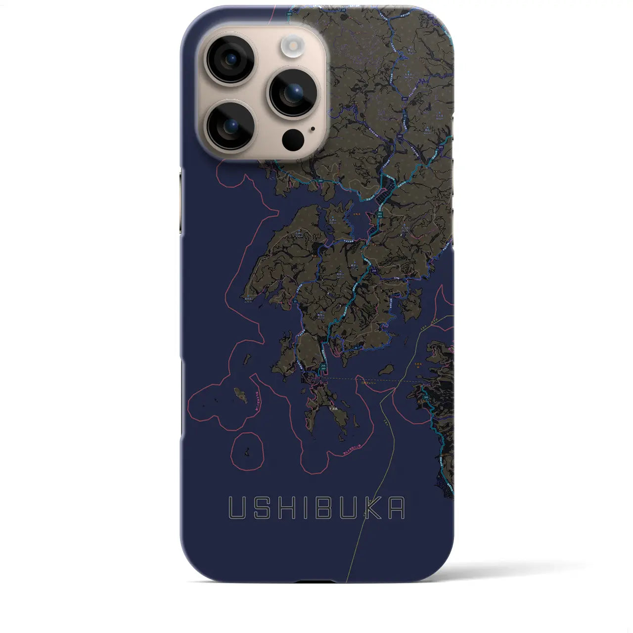 【牛深(熊本県)】地図柄iPhoneケース(バックカバータイプ)