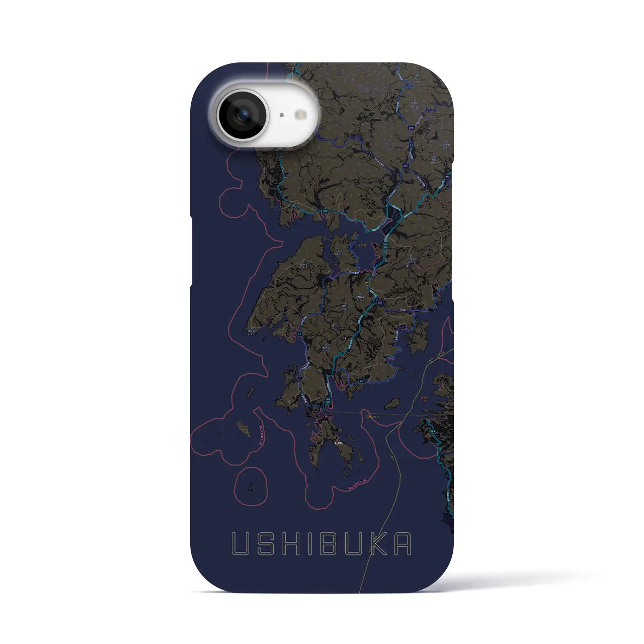 【牛深(熊本県)】地図柄iPhoneケース(バックカバータイプ)