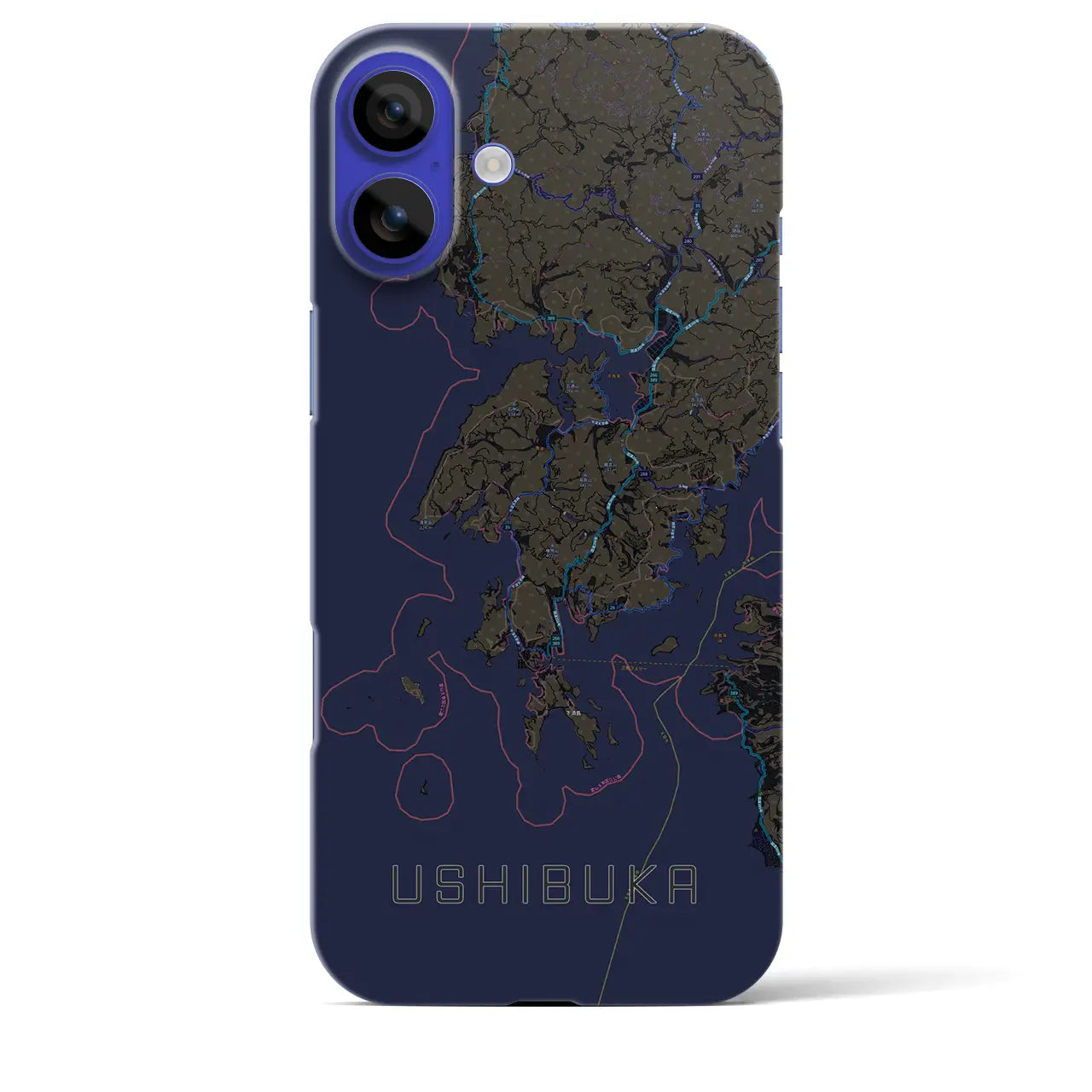 【牛深(熊本県)】地図柄iPhoneケース(バックカバータイプ)