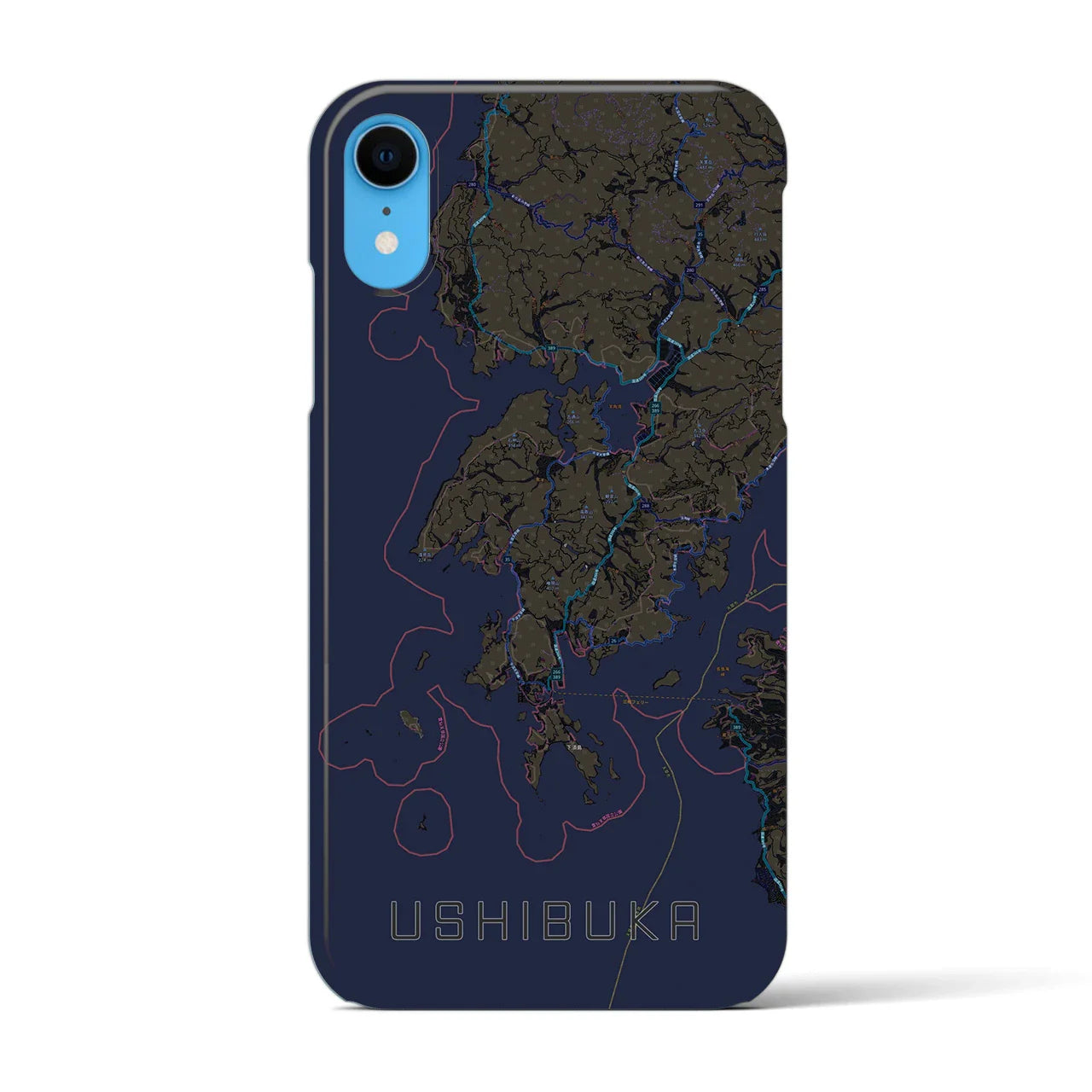 【牛深(熊本県)】地図柄iPhoneケース(バックカバータイプ)