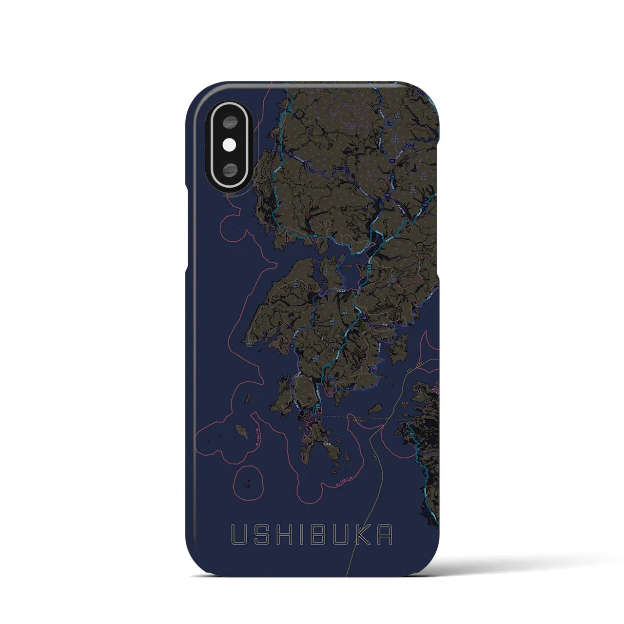 【牛深(熊本県)】地図柄iPhoneケース(バックカバータイプ)