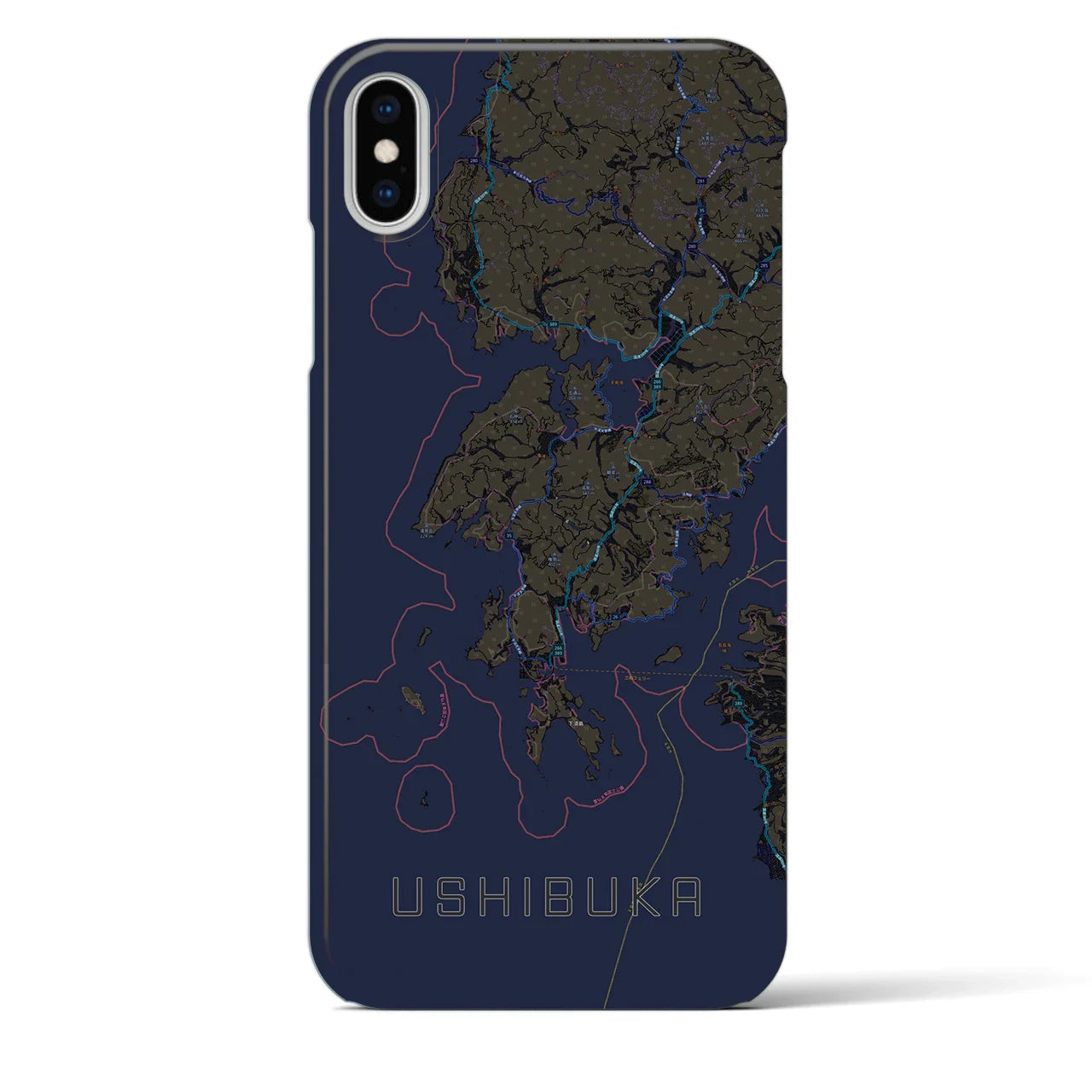 【牛深(熊本県)】地図柄iPhoneケース(バックカバータイプ)