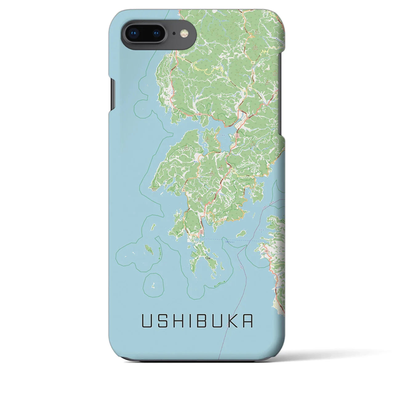 【牛深(熊本県)】地図柄iPhoneケース(バックカバータイプ)