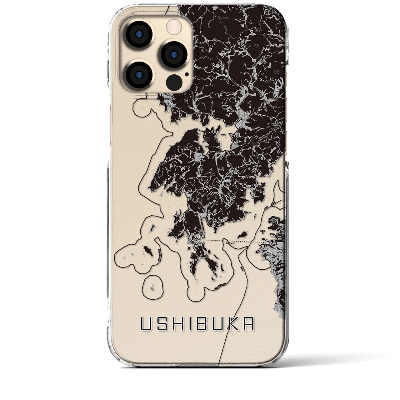 【牛深(熊本県)】地図柄iPhoneケース(クリアタイプ)