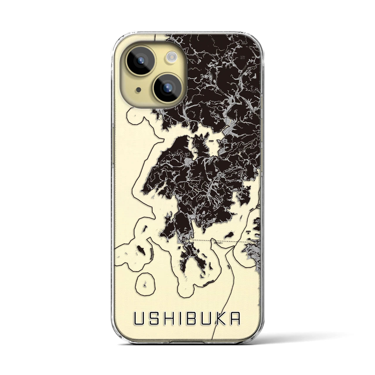 【牛深(熊本県)】地図柄iPhoneケース(クリアタイプ)