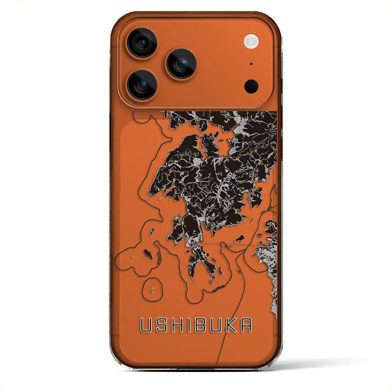 【牛深(熊本県)】地図柄iPhoneケース(クリアタイプ)モノトーン・iPhone 17 Pro Max 用