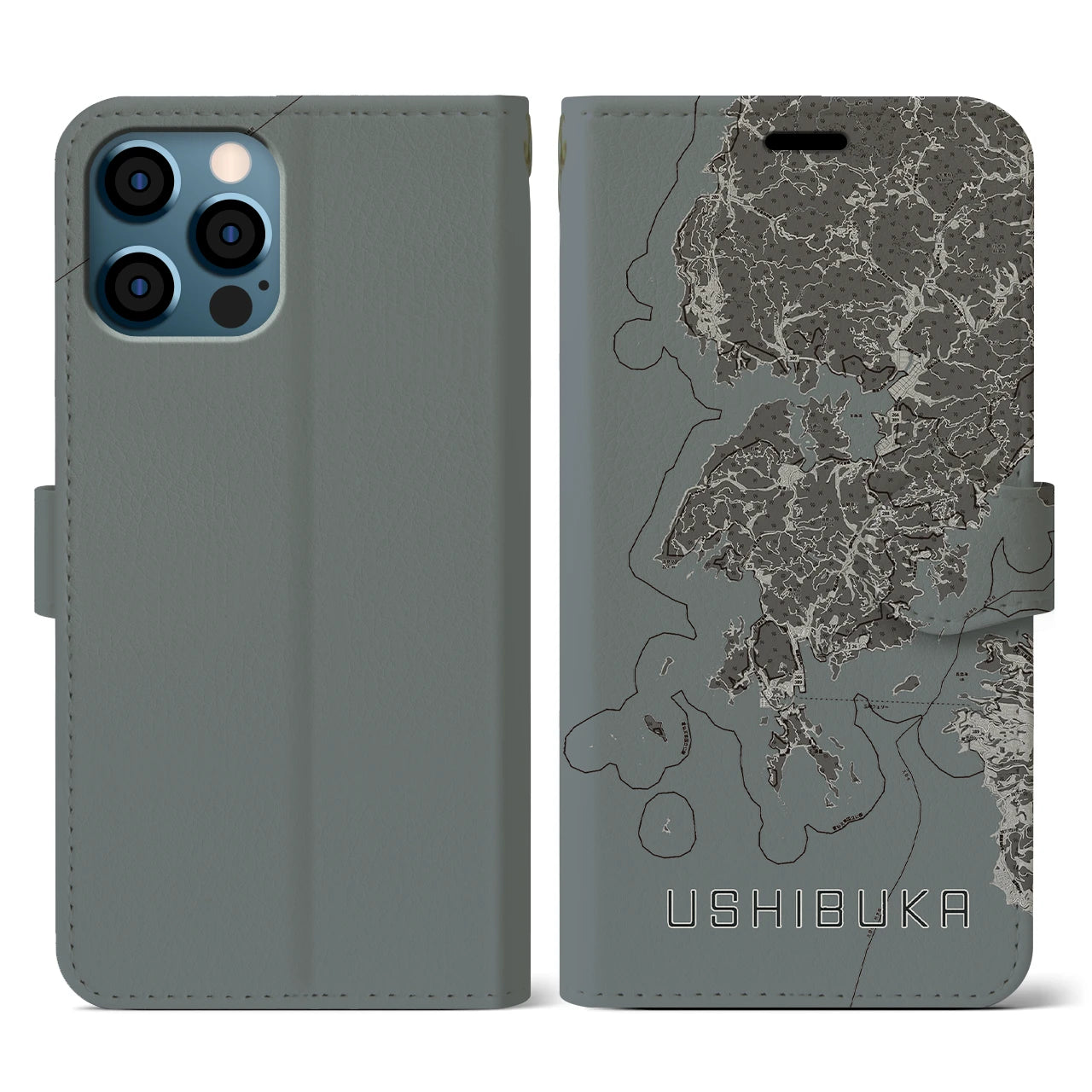 【牛深(熊本県)】地図柄iPhoneケース(手帳タイプ)