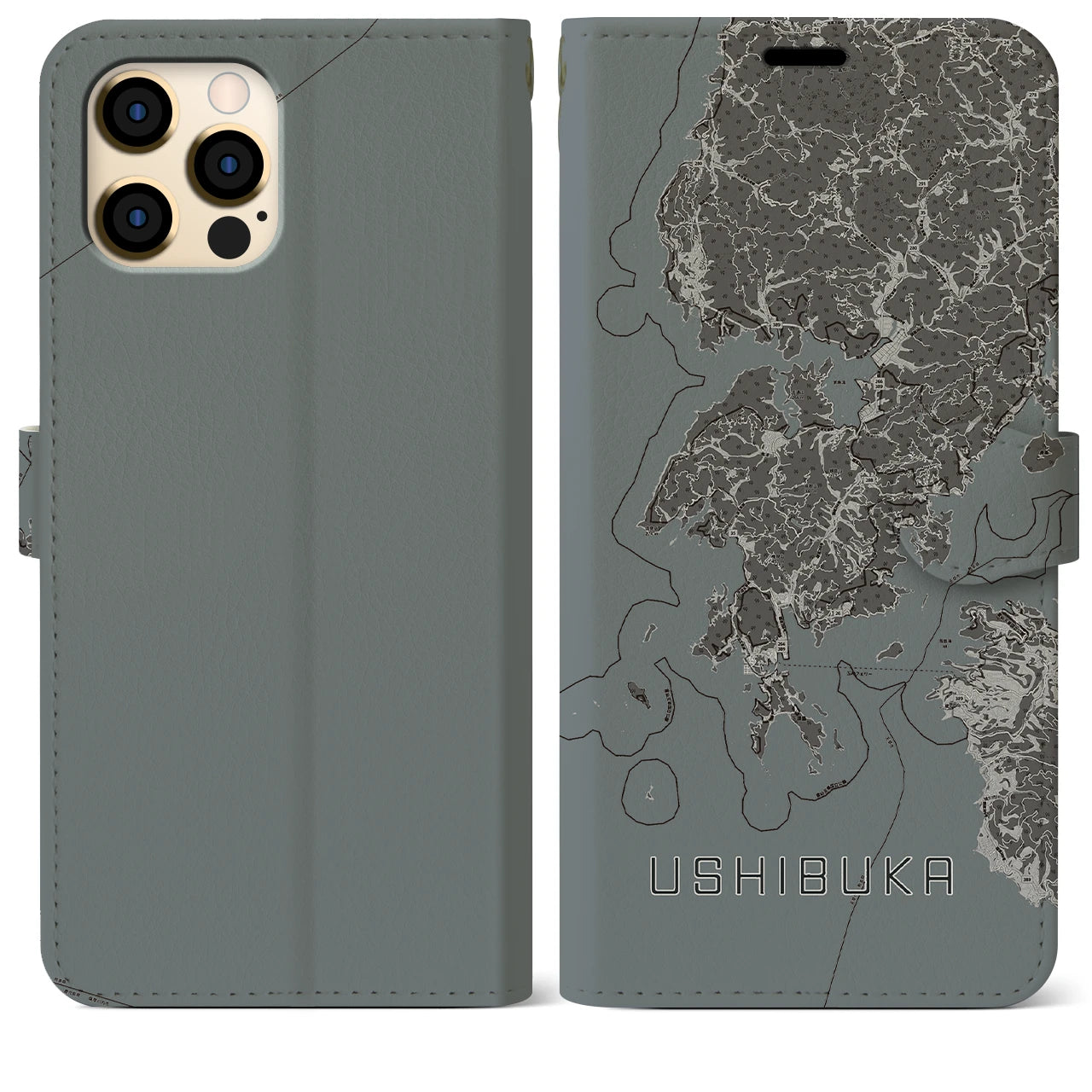 【牛深(熊本県)】地図柄iPhoneケース(手帳タイプ)