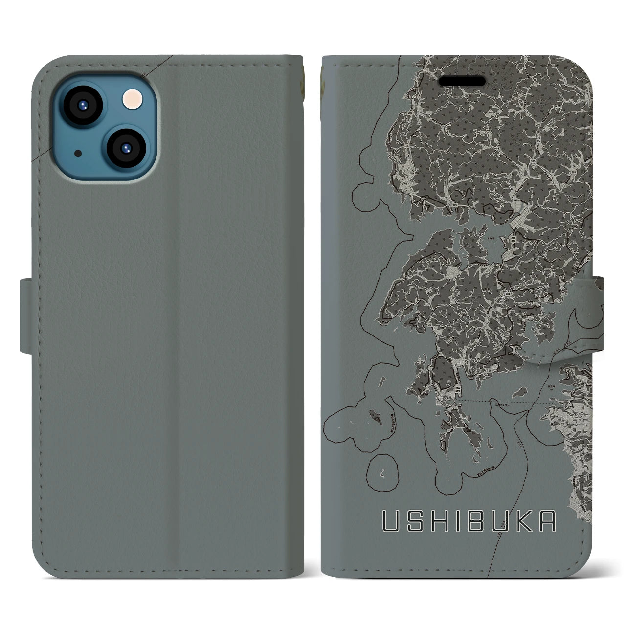 【牛深(熊本県)】地図柄iPhoneケース(手帳タイプ)