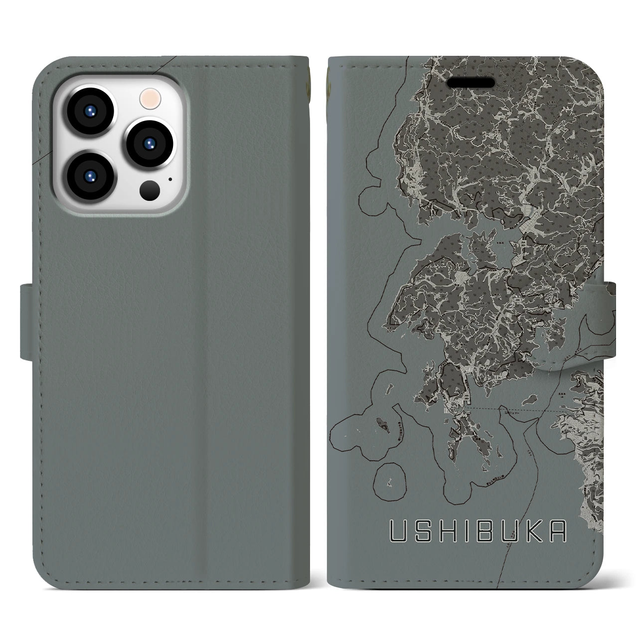 【牛深(熊本県)】地図柄iPhoneケース(手帳タイプ)