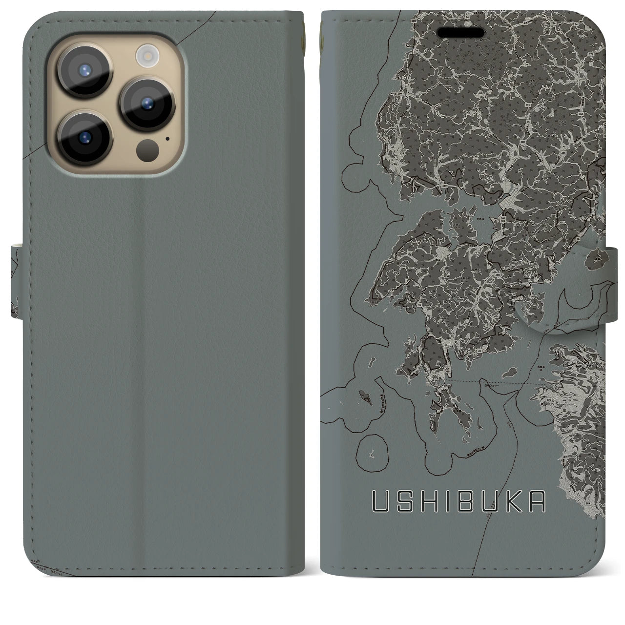 【牛深(熊本県)】地図柄iPhoneケース(手帳タイプ)