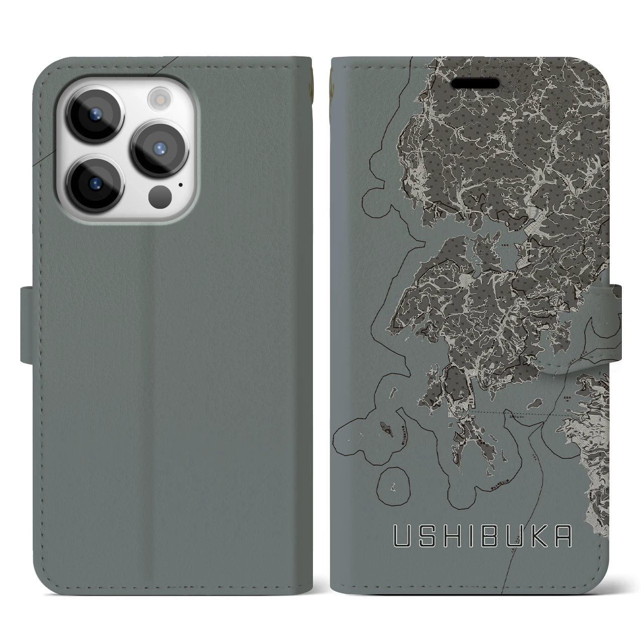 【牛深(熊本県)】地図柄iPhoneケース(手帳タイプ)