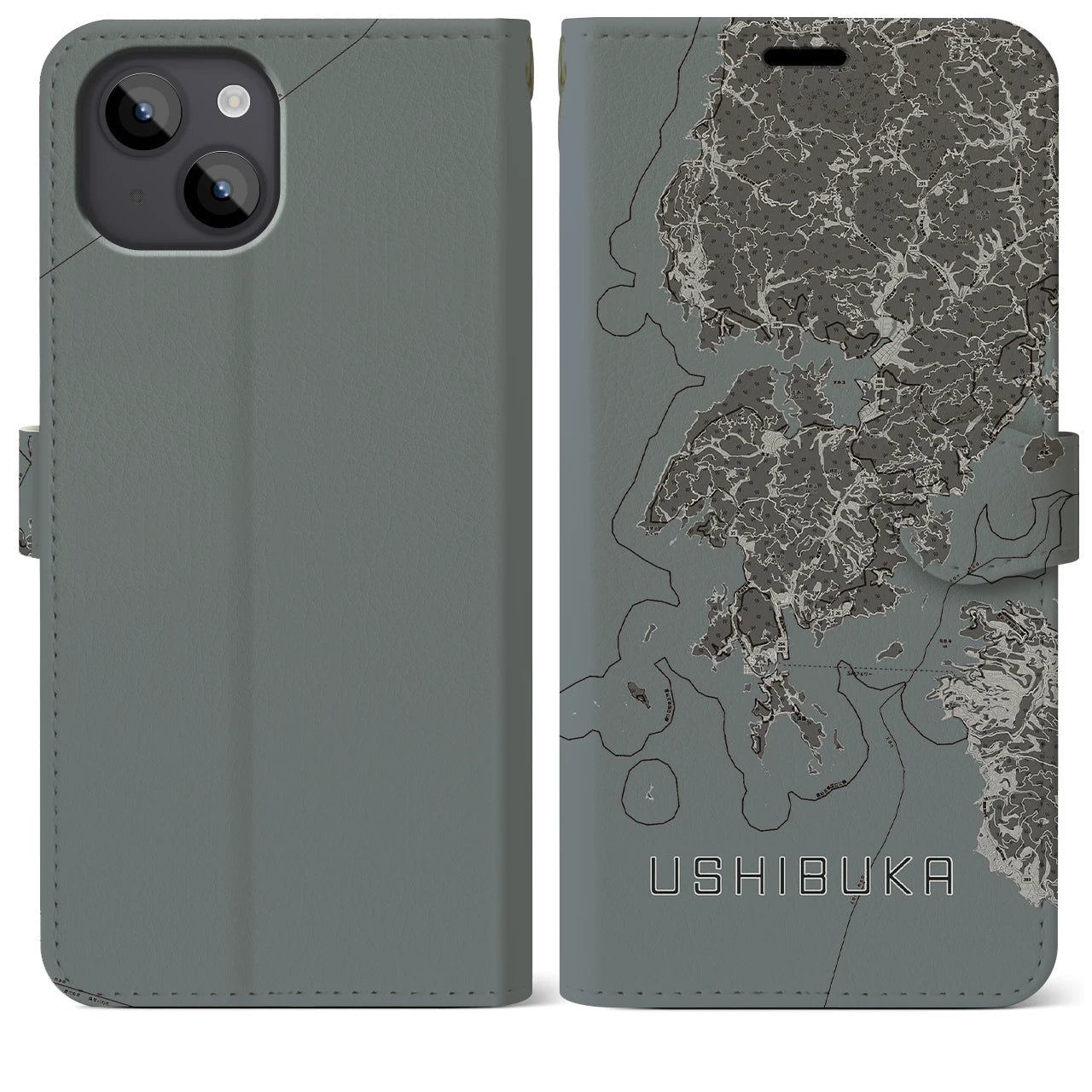 【牛深(熊本県)】地図柄iPhoneケース(手帳タイプ)