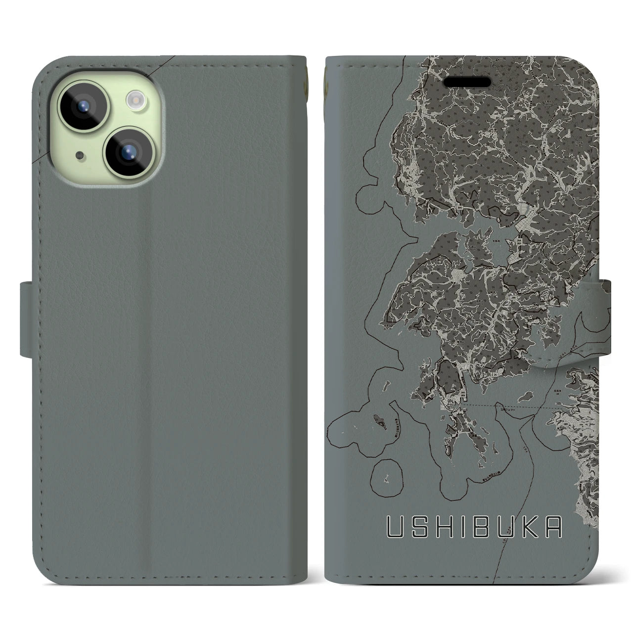 【牛深(熊本県)】地図柄iPhoneケース(手帳タイプ)