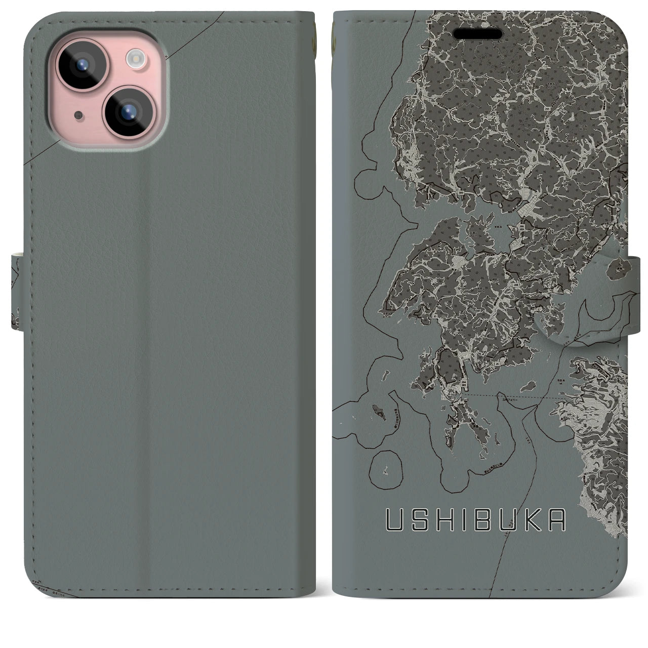 【牛深(熊本県)】地図柄iPhoneケース(手帳タイプ)