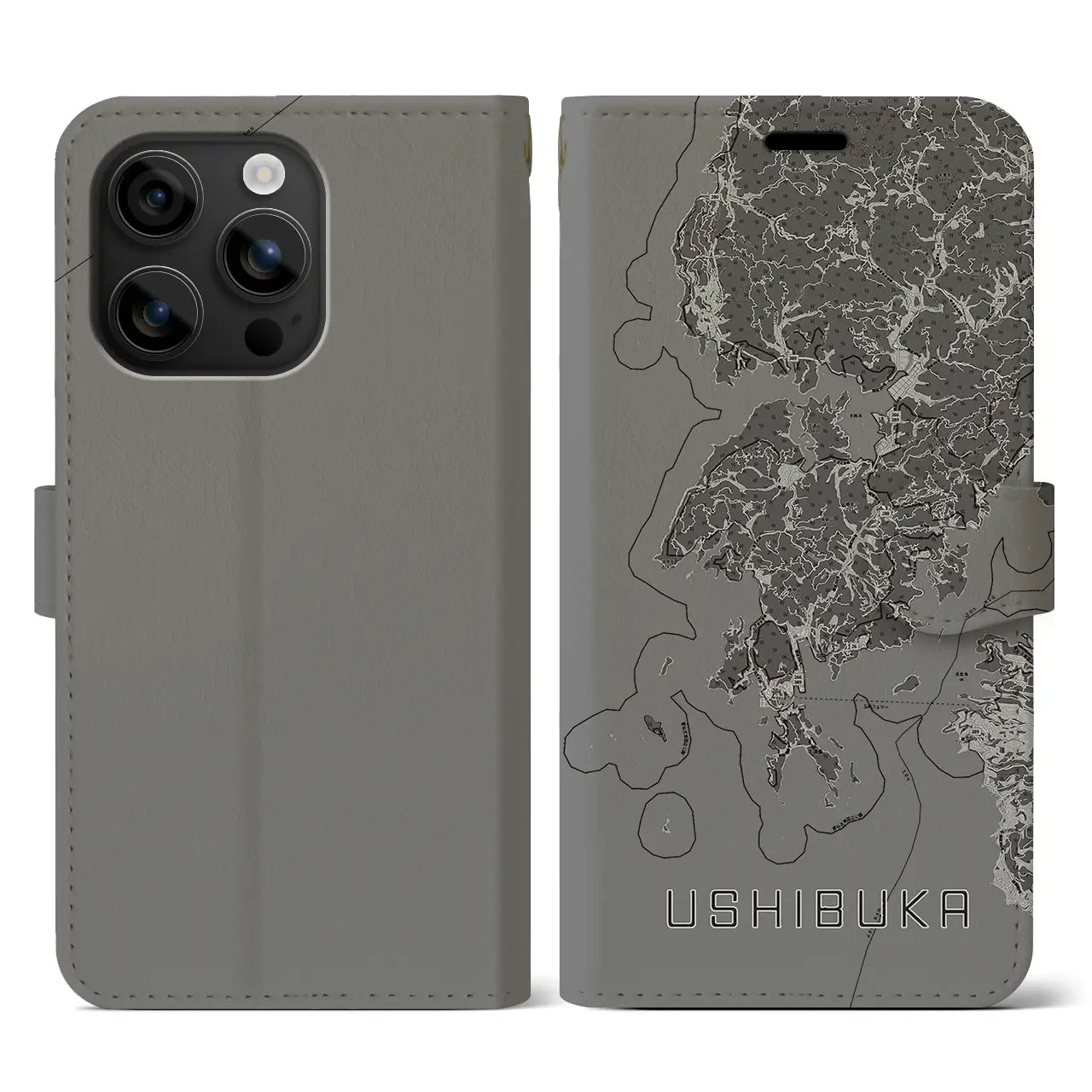 【牛深(熊本県)】地図柄iPhoneケース(手帳タイプ)