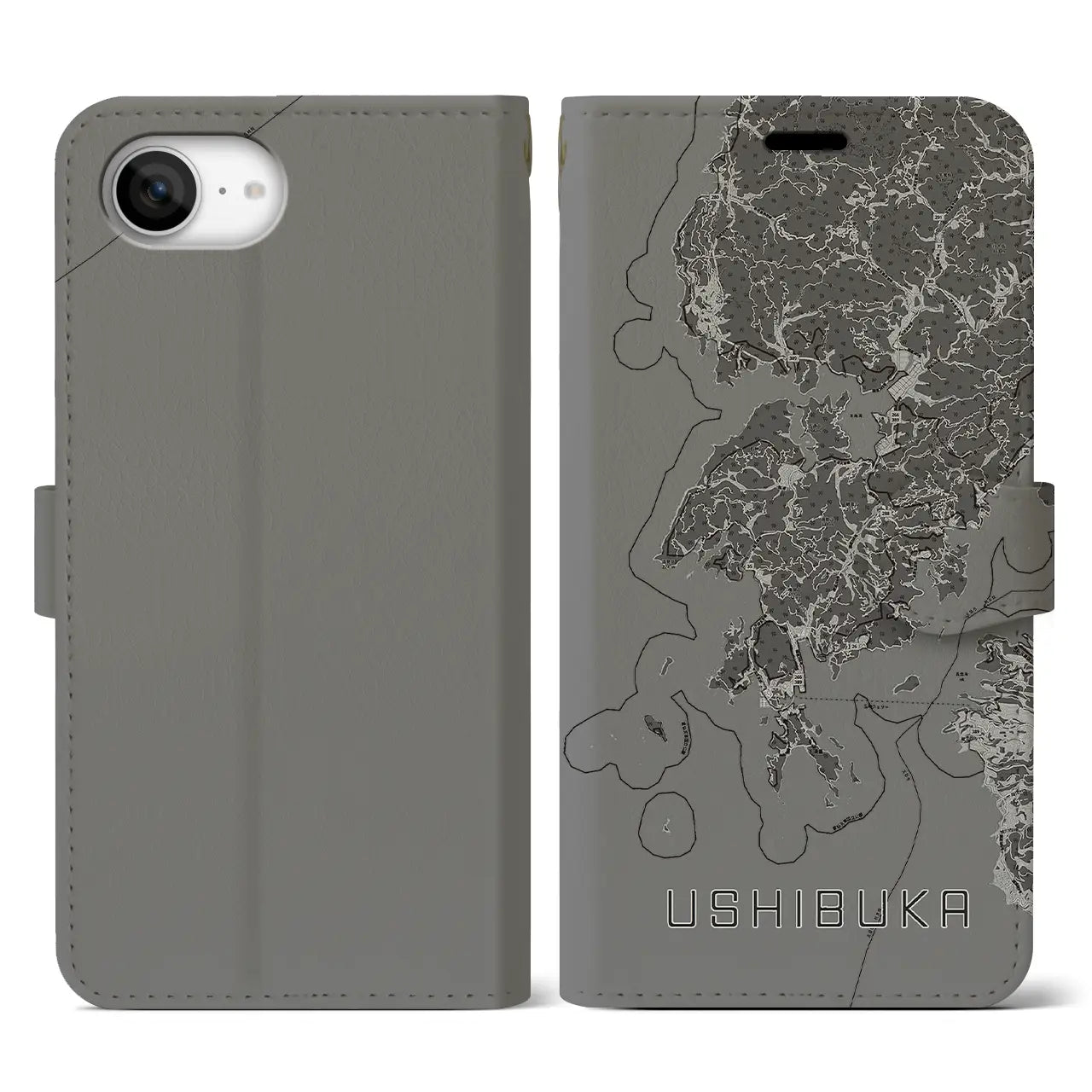 【牛深(熊本県)】地図柄iPhoneケース(手帳タイプ)