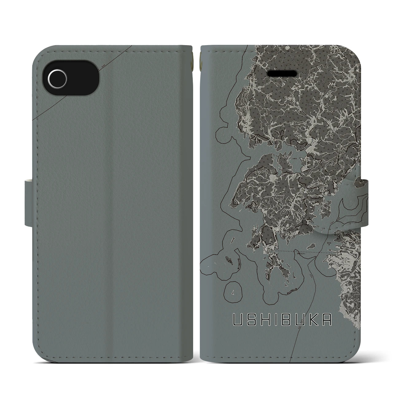 【牛深(熊本県)】地図柄iPhoneケース(手帳タイプ)