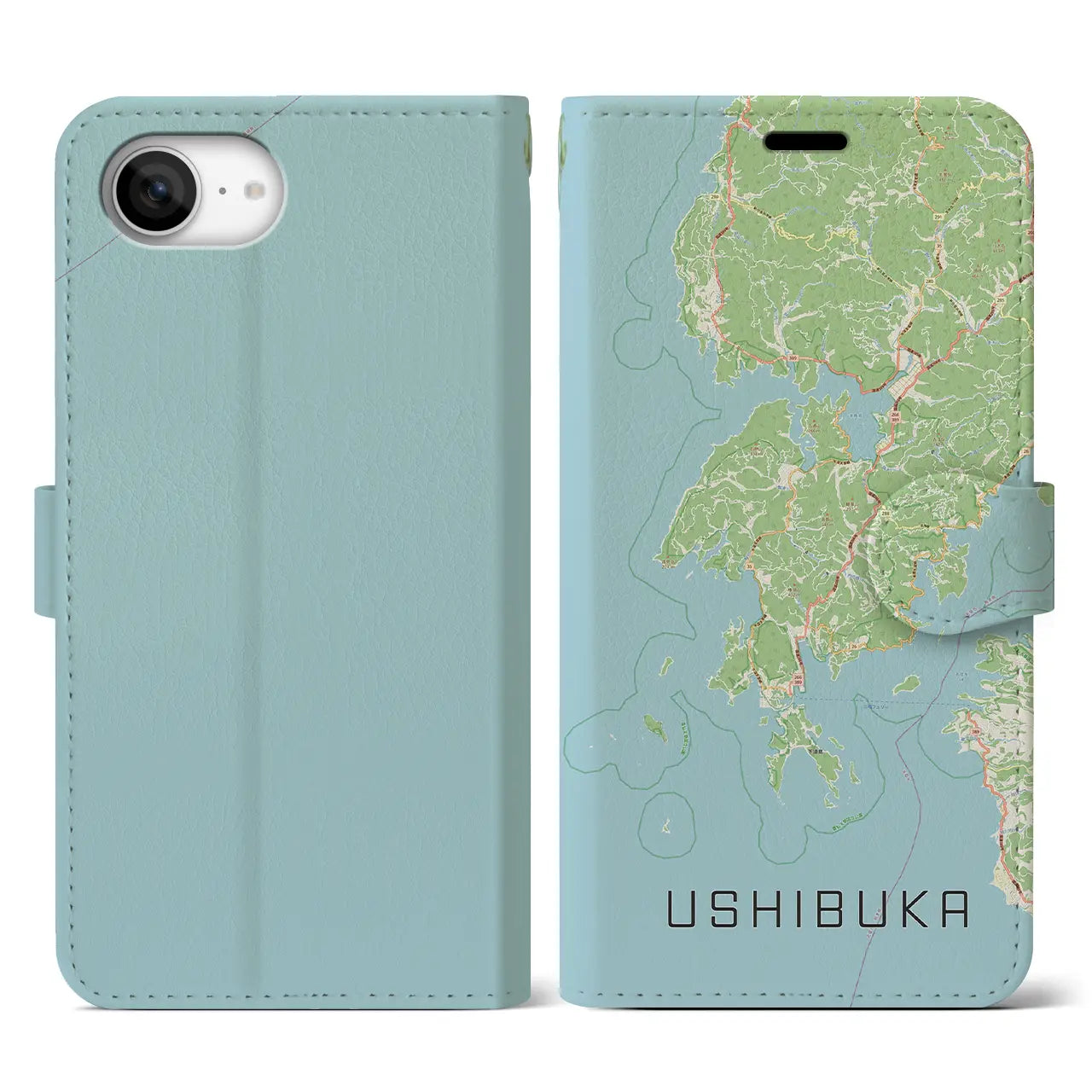 【牛深(熊本県)】地図柄iPhoneケース(手帳タイプ)