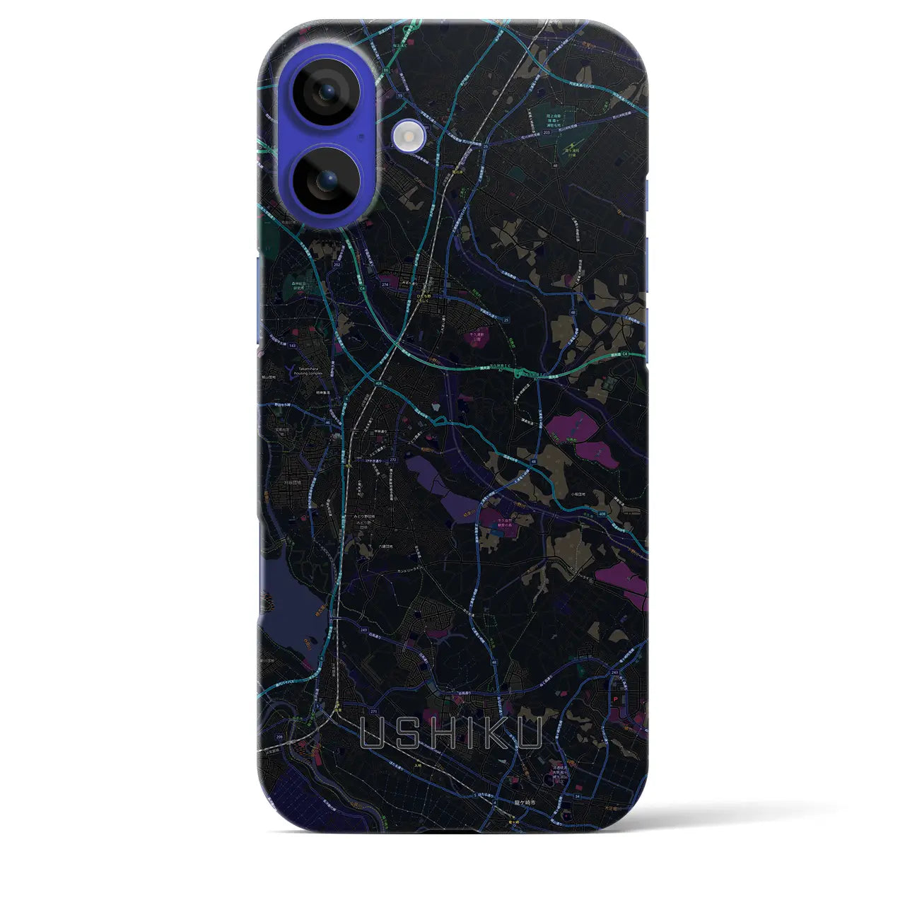 【牛久(茨城県)】地図柄iPhoneケース(バックカバータイプ)