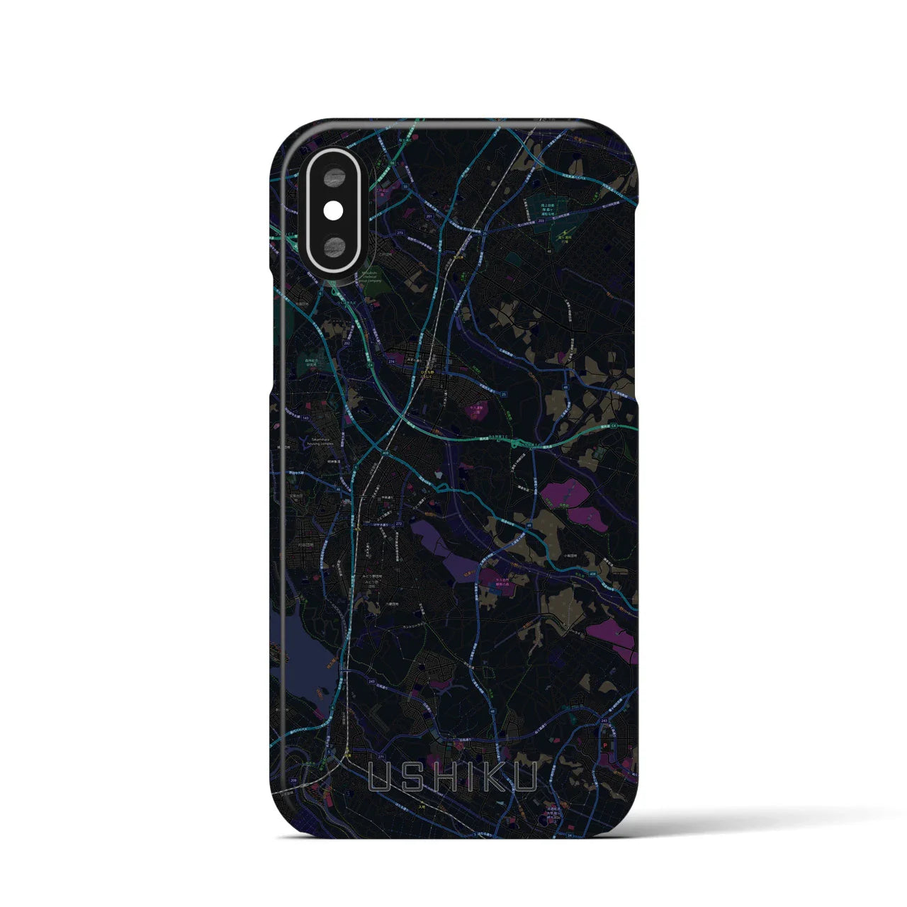 【牛久(茨城県)】地図柄iPhoneケース(バックカバータイプ)