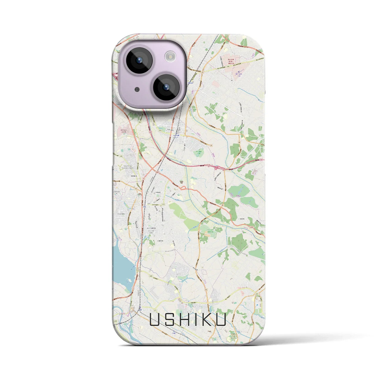 【牛久(茨城県)】地図柄iPhoneケース(バックカバータイプ)