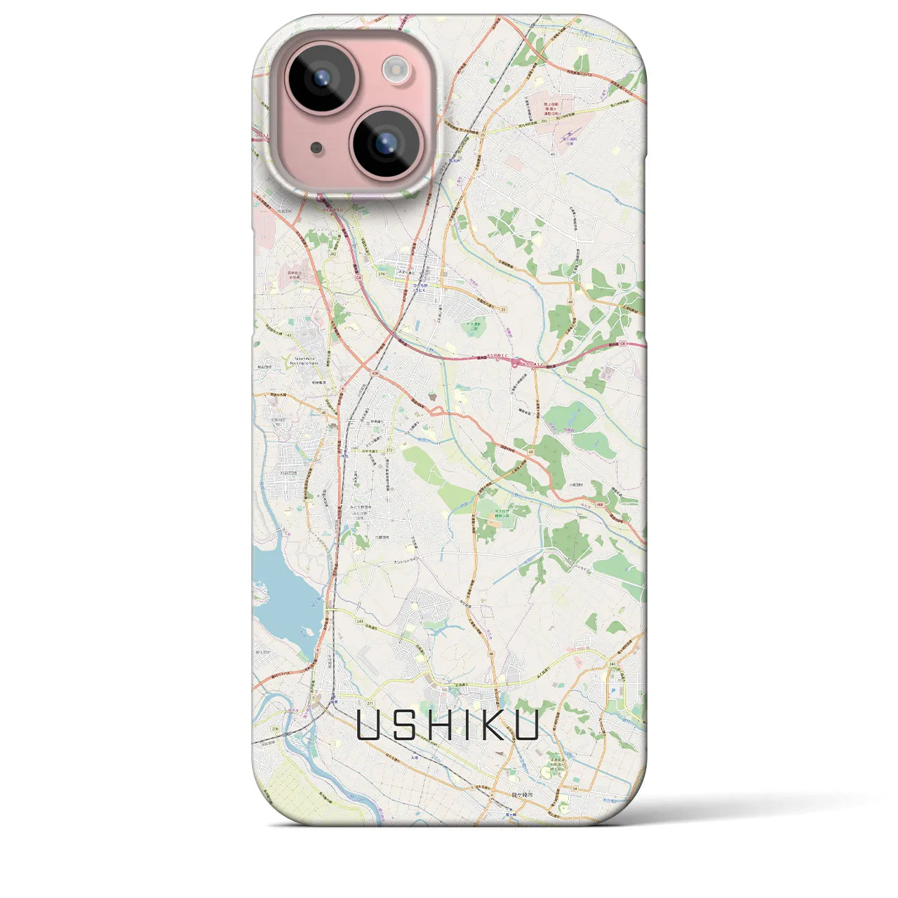 【牛久(茨城県)】地図柄iPhoneケース(バックカバータイプ)